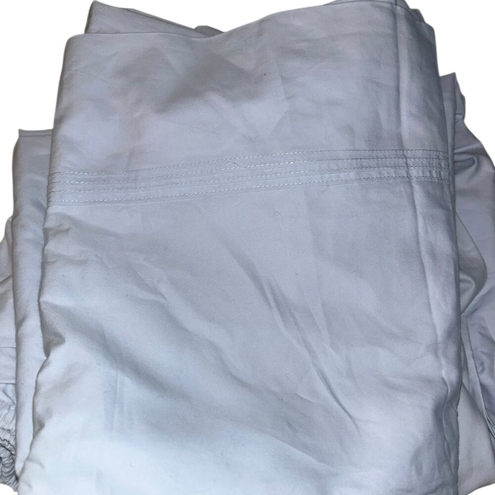 Ralph Lauren pale pale chambray blue 100% cotton TWIN flat and fitted sheet 2pc
